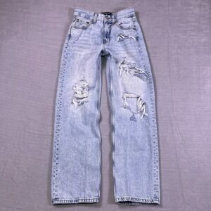 Aeropostale Womens Blue Distressed Denim High Rise Baggy Straight Jeans Size 2